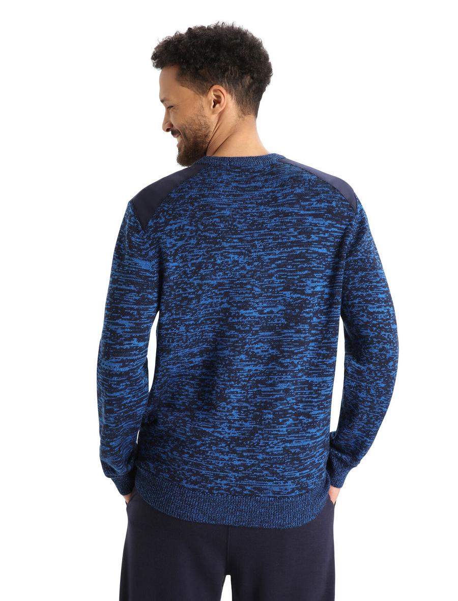 Chandails Icebreaker Merino Barein Crewe Homme Bleu Marine | FR 1218ZUTG